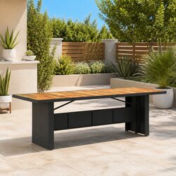 Garden Dining Table: 240x90x75cm Acacia & Rattan