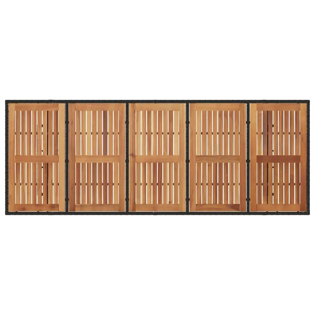 Outdoor Dining Table for Garden 240x90x75cm Black Poly Rattan Frame Acacia Wood Top