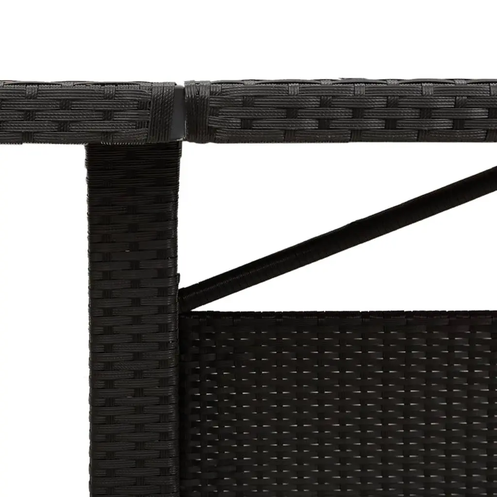 Outdoor Dining Table for Garden 240x90x75cm Black Poly Rattan Frame Acacia Wood Top