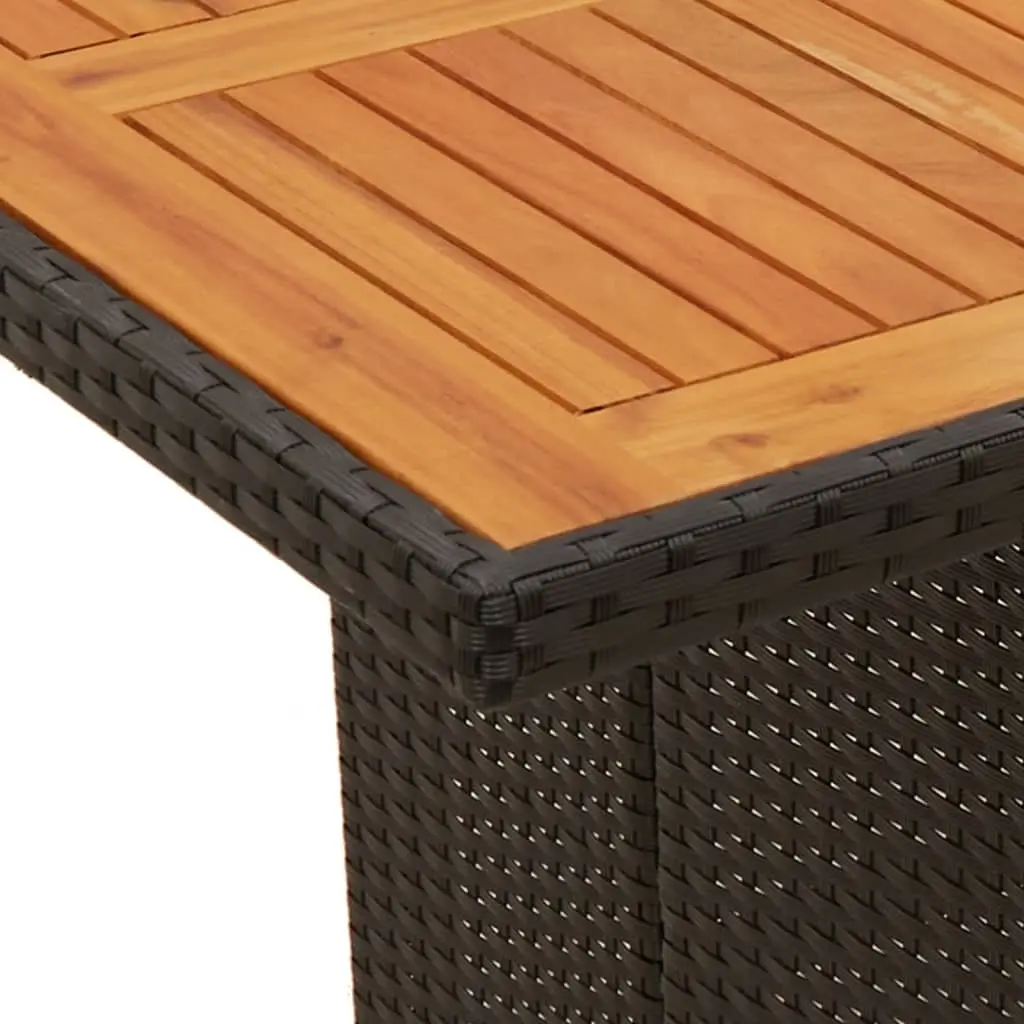Outdoor Dining Table for Garden 240x90x75cm Black Poly Rattan Frame Acacia Wood Top