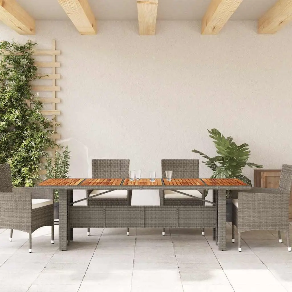 Outdoor Garden Table Acacia Wood Top Grey Poly Rattan 240x90x75cm