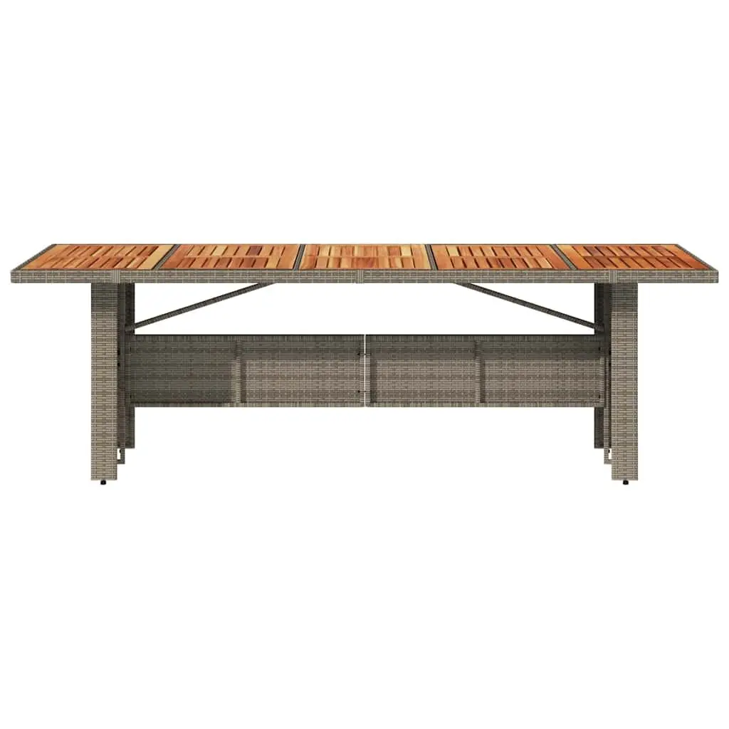 Outdoor Garden Table Acacia Wood Top Grey Poly Rattan 240x90x75cm