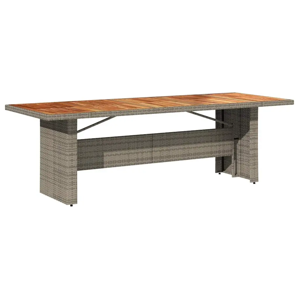Outdoor Garden Table Acacia Wood Top Grey Poly Rattan 240x90x75cm