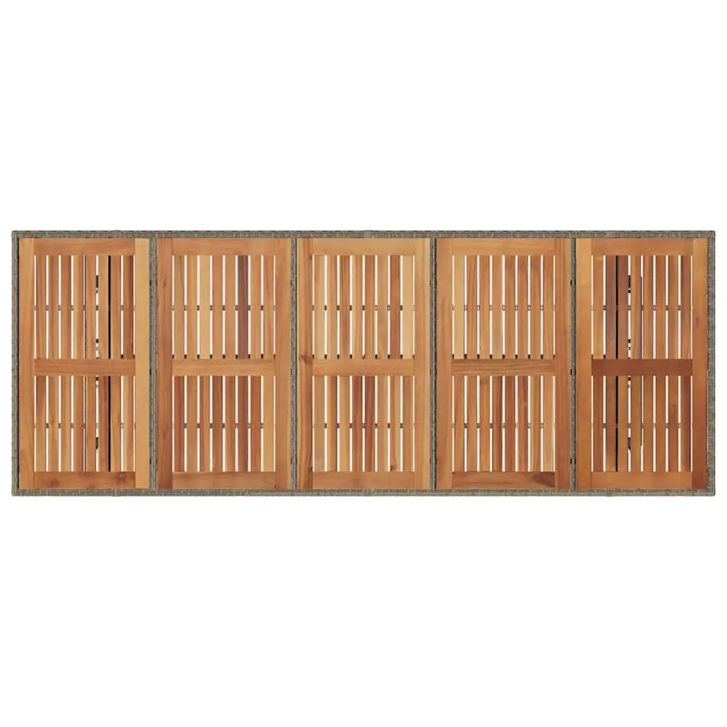 Outdoor Garden Table Acacia Wood Top Grey Poly Rattan 240x90x75cm