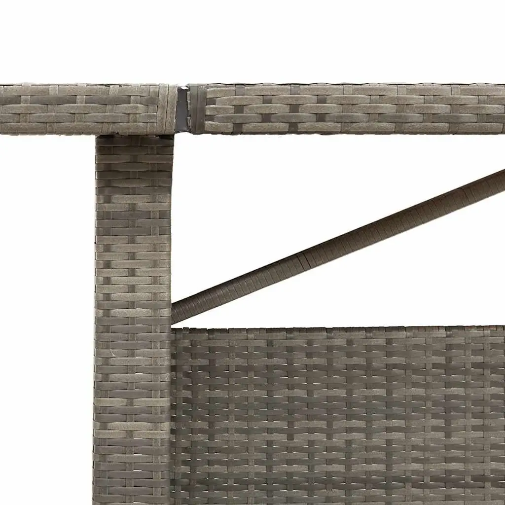 Outdoor Garden Table Acacia Wood Top Grey Poly Rattan 240x90x75cm