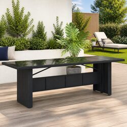 Specifications of Black Poly Rattan Garden Table - 240x90x75cm