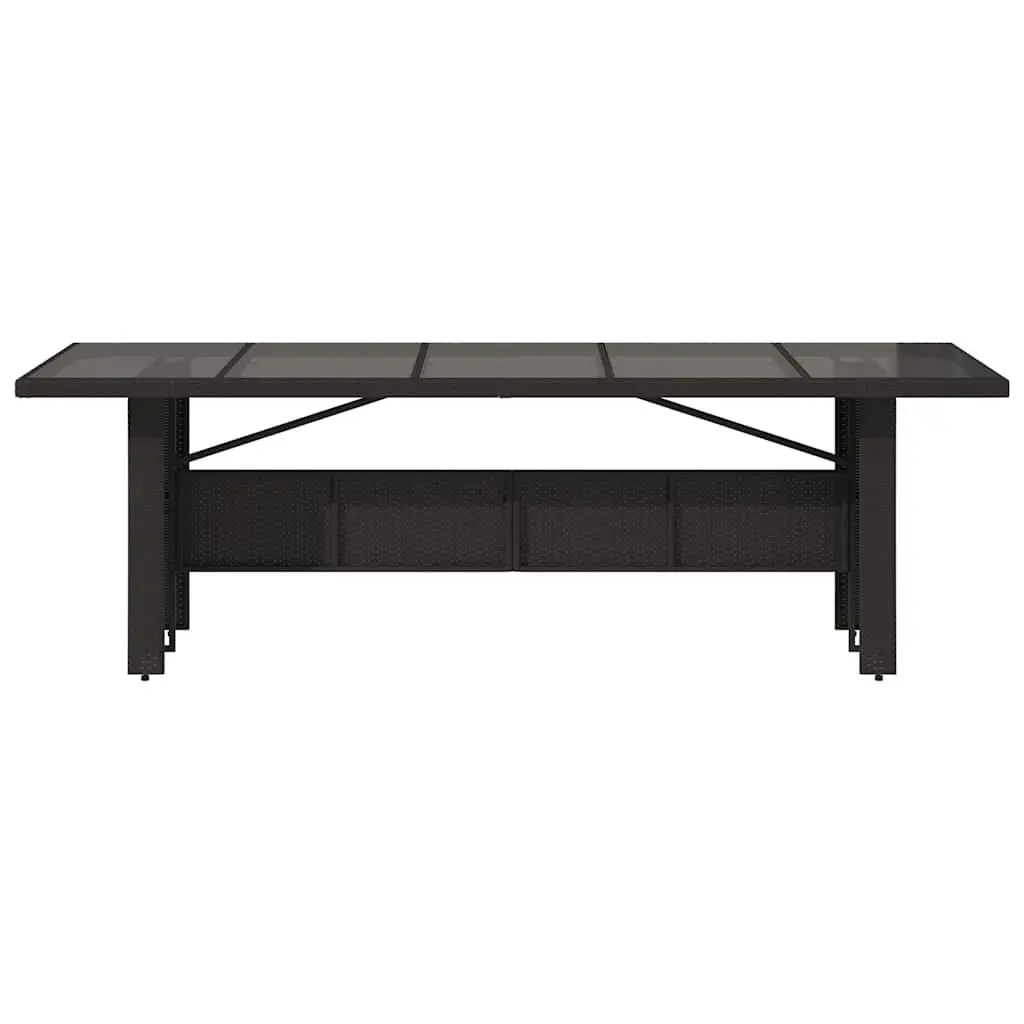 Garden Table Outdoor Patio 240x90x75cm Black Poly Rattan Glass Top
