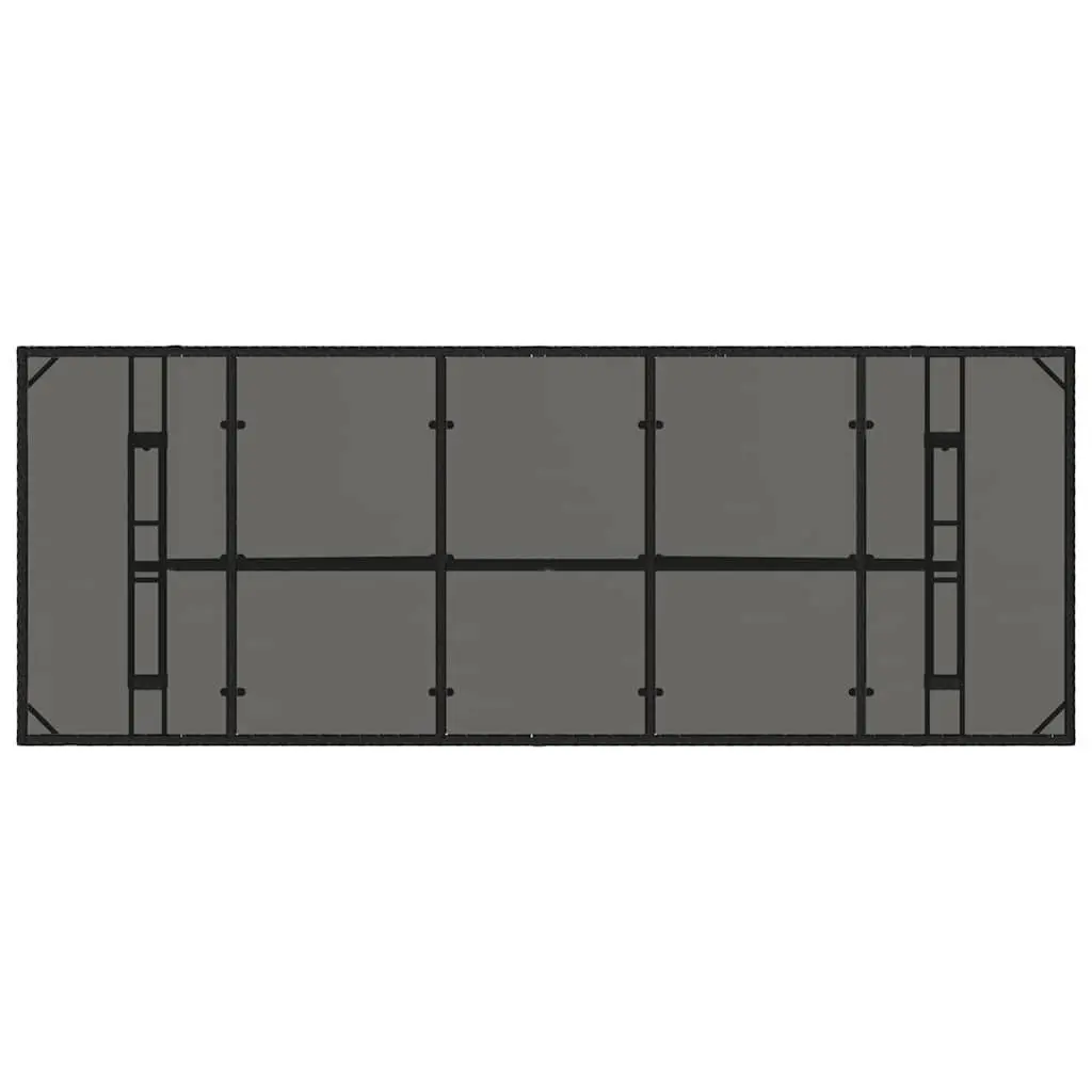 Garden Table Outdoor Patio 240x90x75cm Black Poly Rattan Glass Top