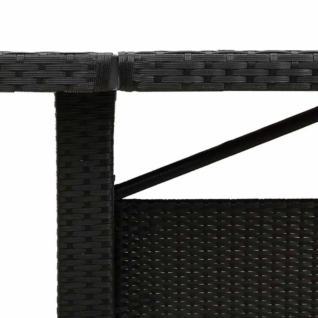 Garden Table Outdoor Patio 240x90x75cm Black Poly Rattan Glass Top