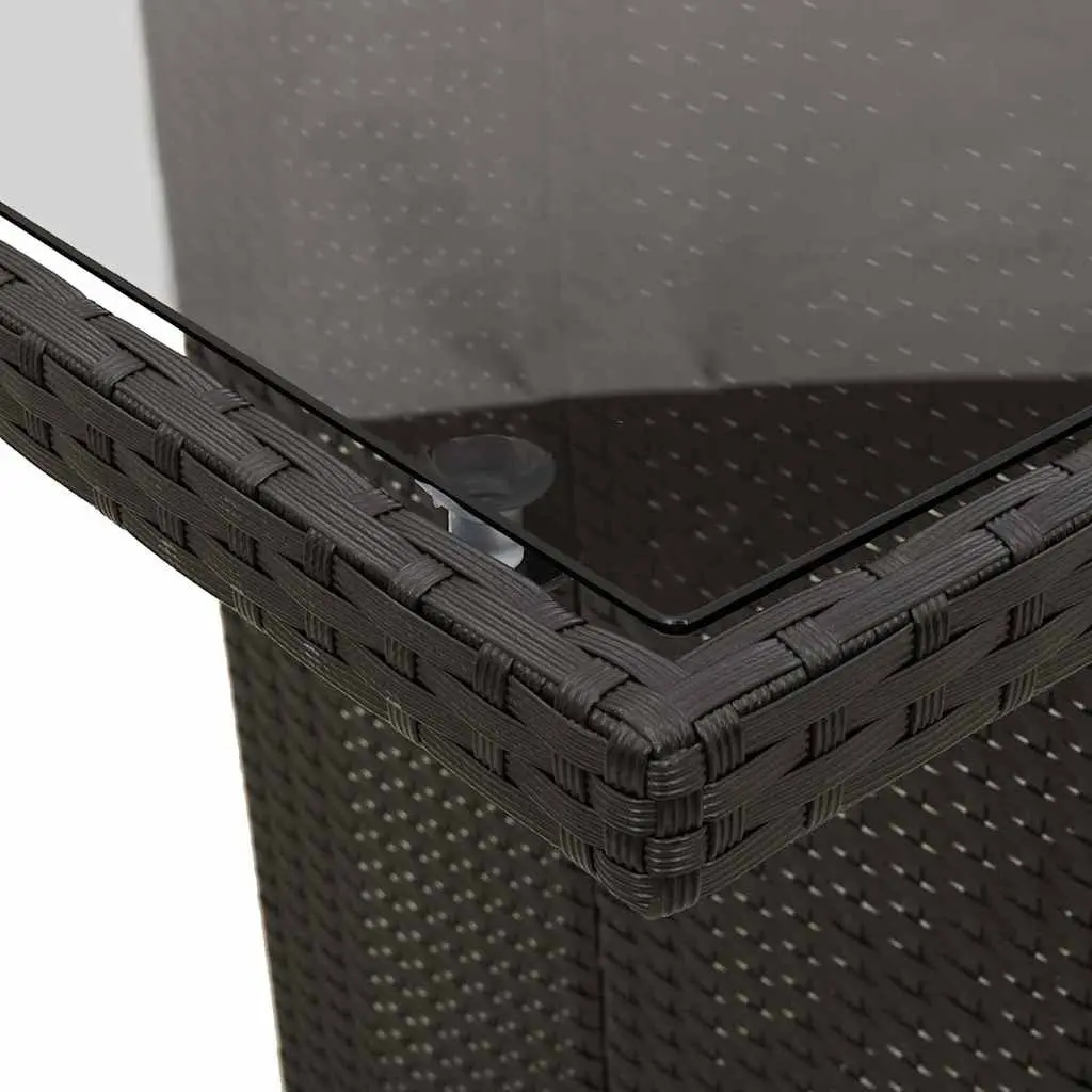 Garden Table Outdoor Patio 240x90x75cm Black Poly Rattan Glass Top
