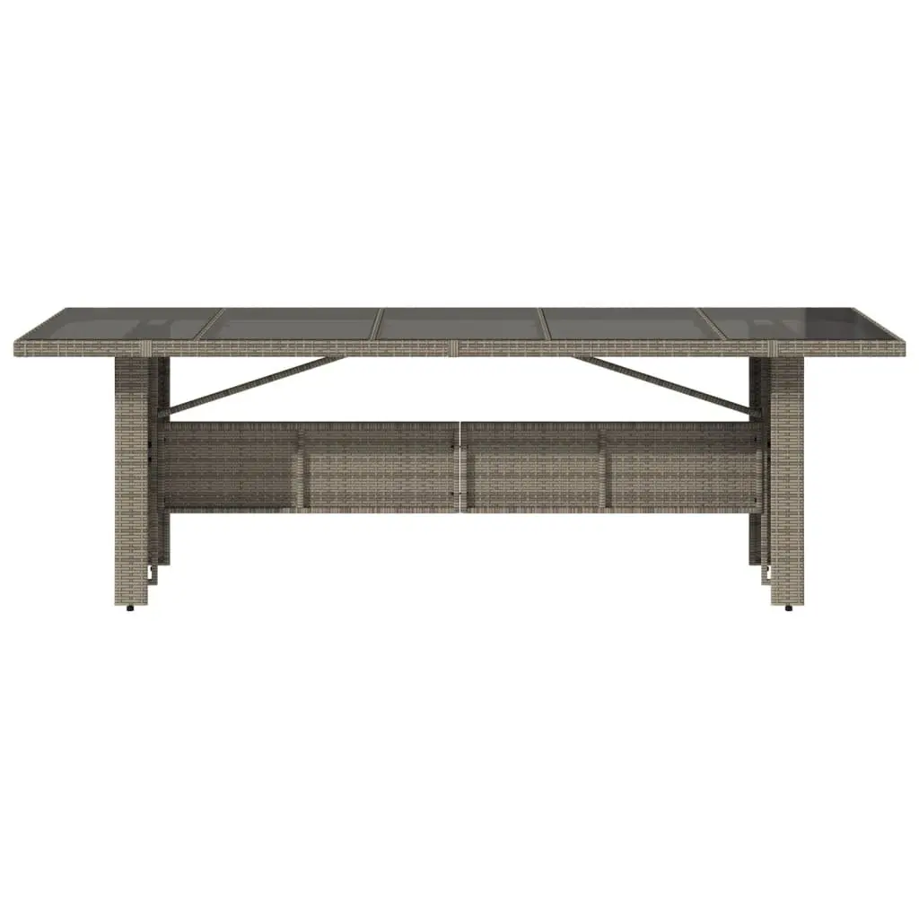 Garden Table Outdoor Patio Furniture Glass Top Grey Poly Rattan 240x90x75cm