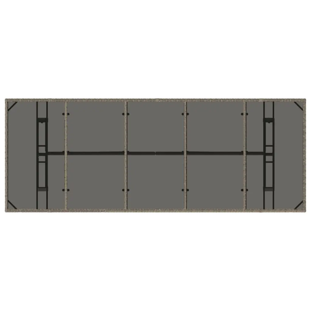 Garden Table Outdoor Patio Furniture Glass Top Grey Poly Rattan 240x90x75cm