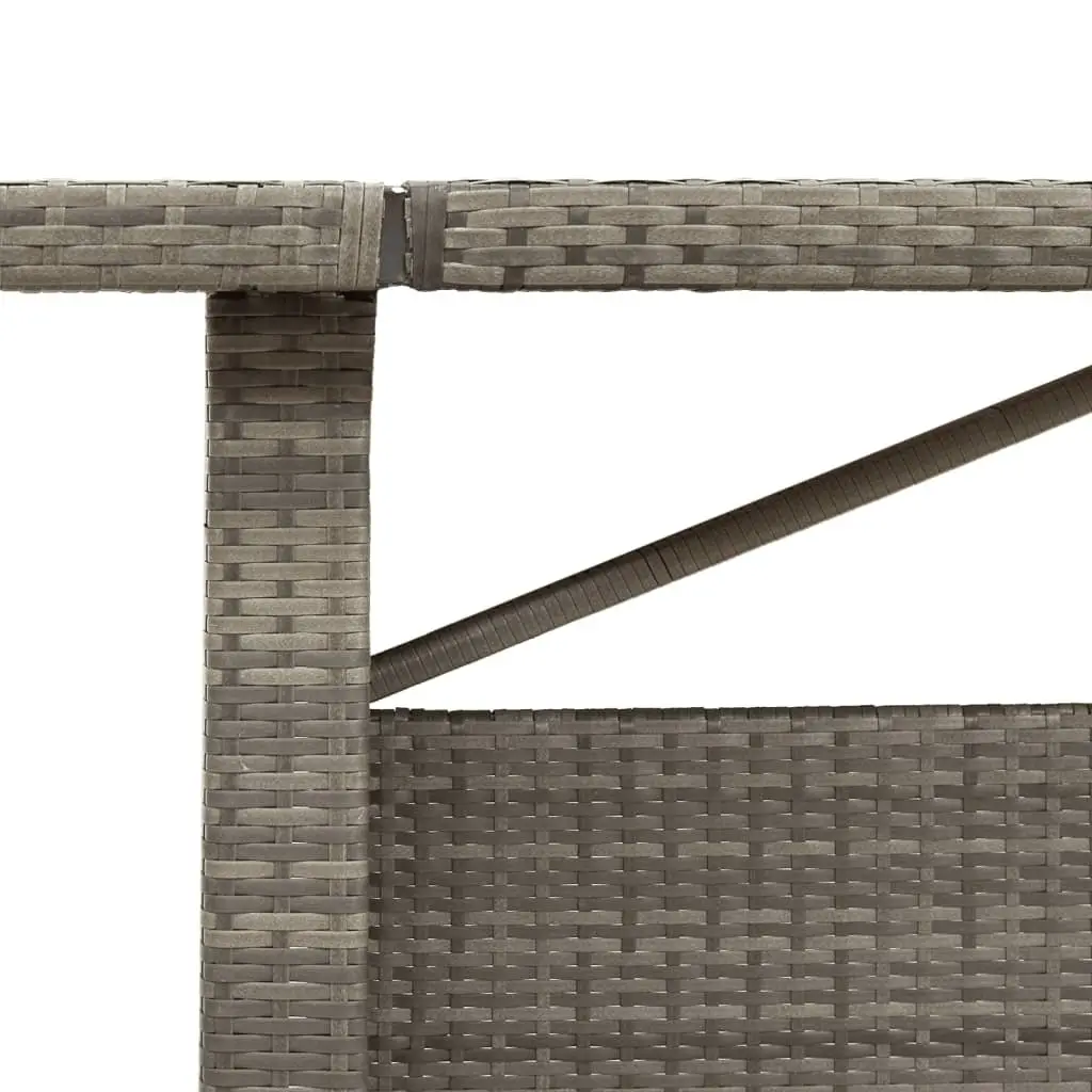 Garden Table Outdoor Patio Furniture Glass Top Grey Poly Rattan 240x90x75cm
