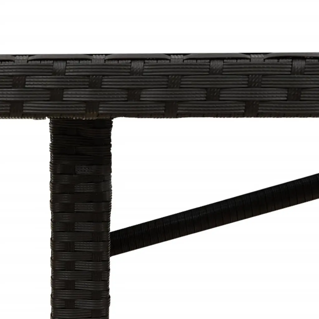 Garden Table Outdoor Patio Furniture Black Poly Rattan Frame Acacia Wood Top
