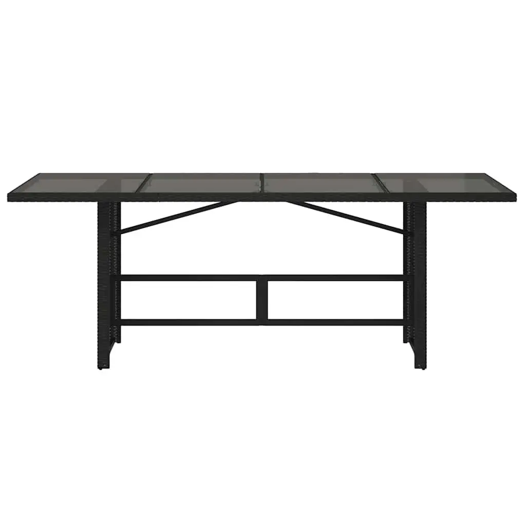 Garden Outdoor Table Black Poly Rattan Glass Top Patio Furniture 190x80x75cm