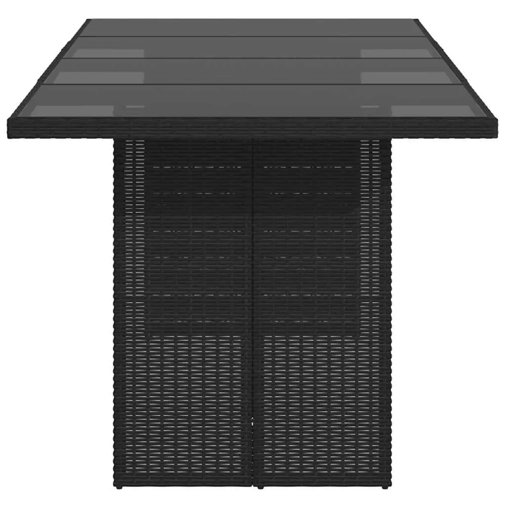 Garden Outdoor Table Black Poly Rattan Glass Top Patio Furniture 190x80x75cm
