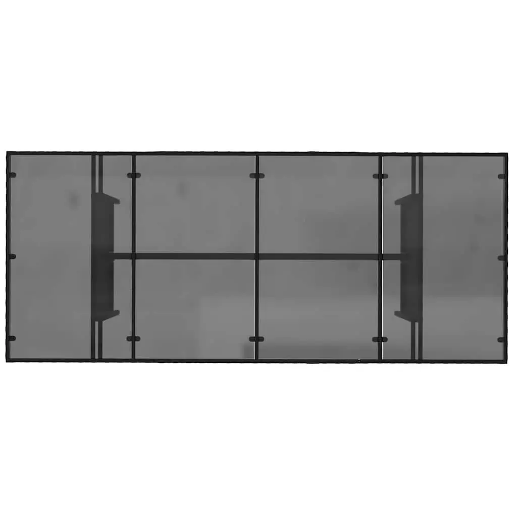 Garden Outdoor Table Black Poly Rattan Glass Top Patio Furniture 190x80x75cm