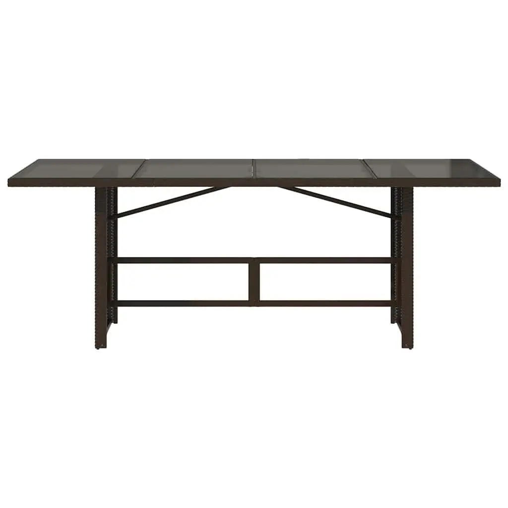 Garden Table Outdoor Patio Furniture Glass Top Brown 190L x 80W x 75H cm