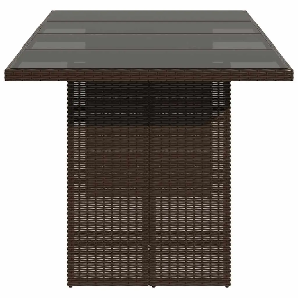 Garden Table Outdoor Patio Furniture Glass Top Brown 190L x 80W x 75H cm