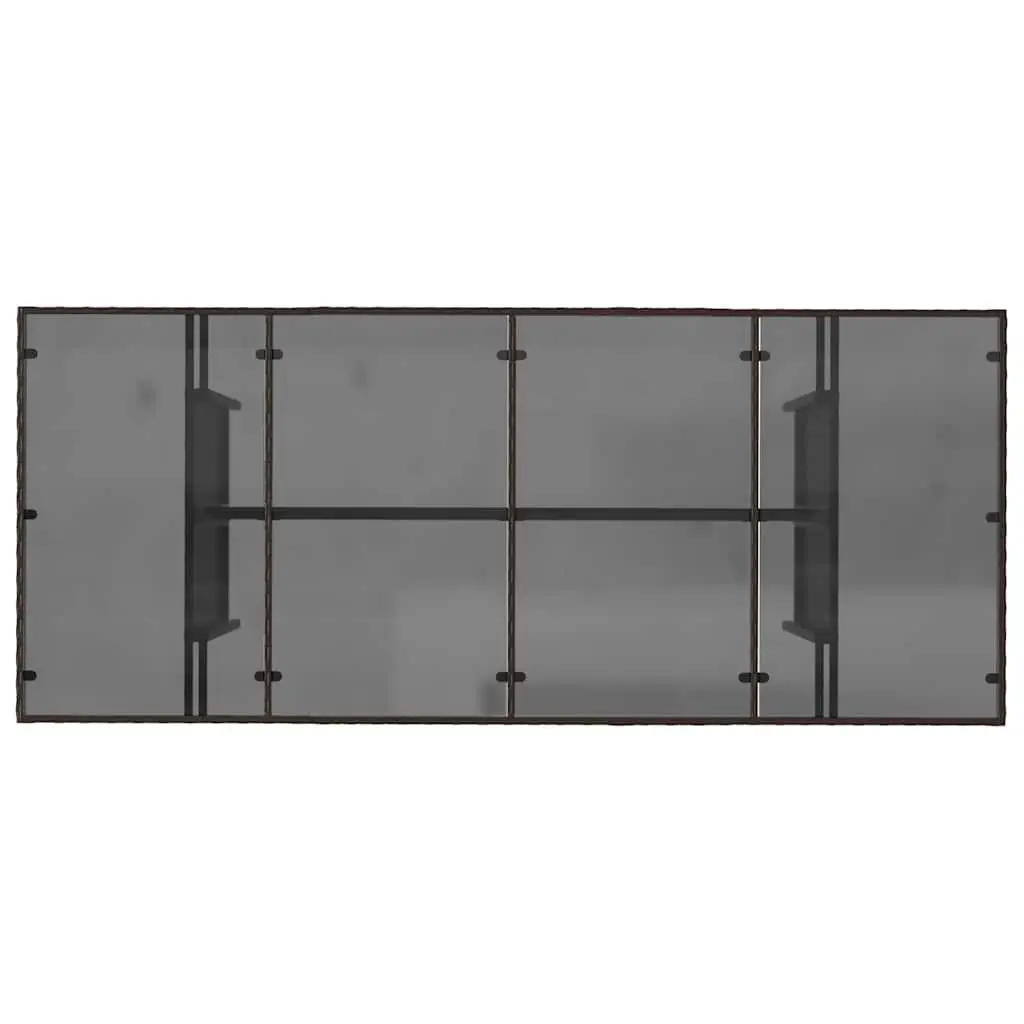 Garden Table Outdoor Patio Furniture Glass Top Brown 190L x 80W x 75H cm