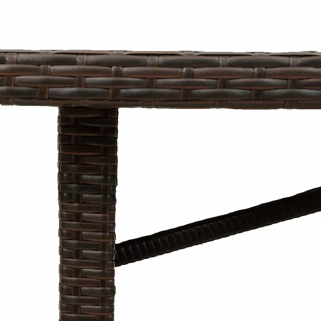 Garden Table Outdoor Patio Furniture Glass Top Brown 190L x 80W x 75H cm