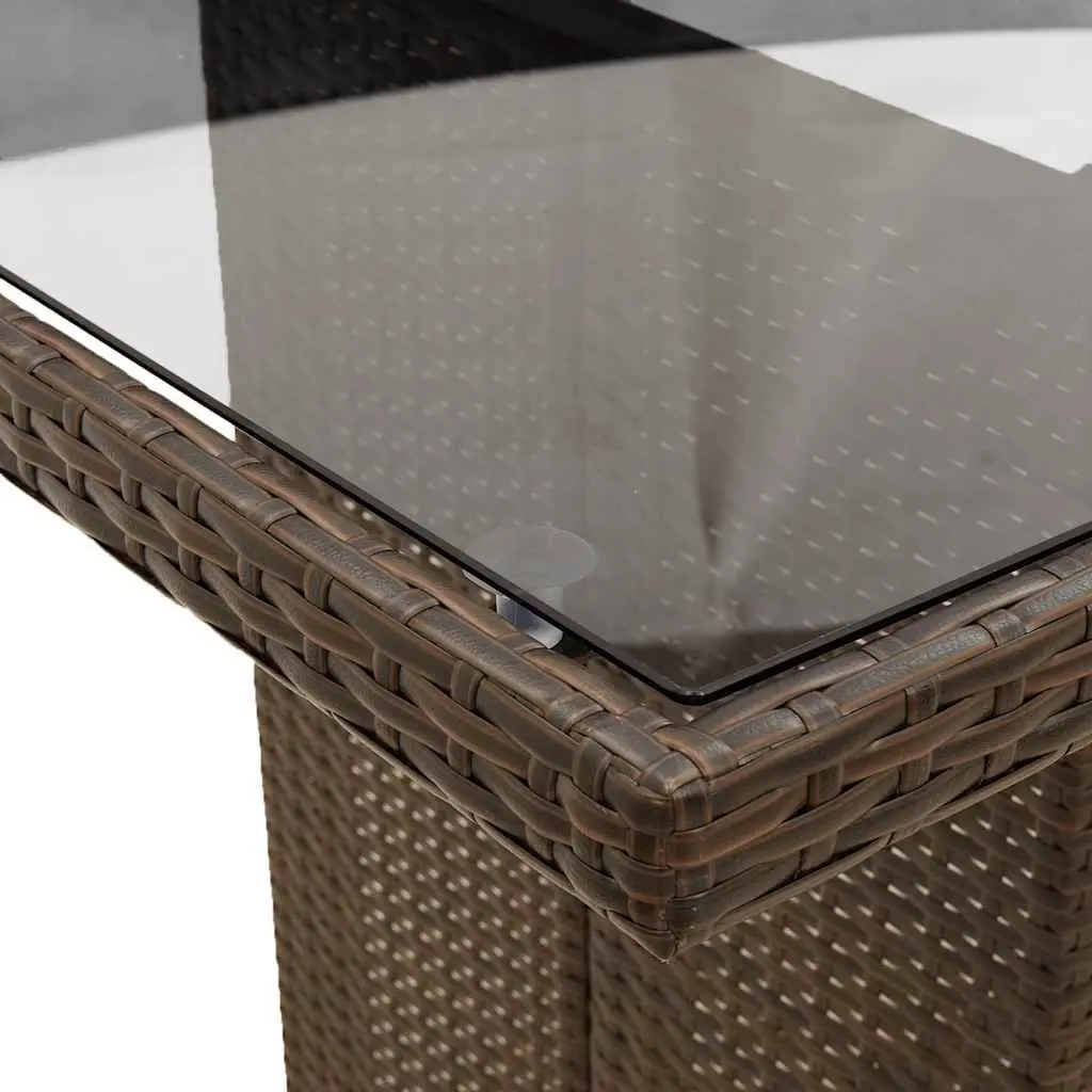 Garden Table Outdoor Patio Furniture Glass Top Brown 190L x 80W x 75H cm
