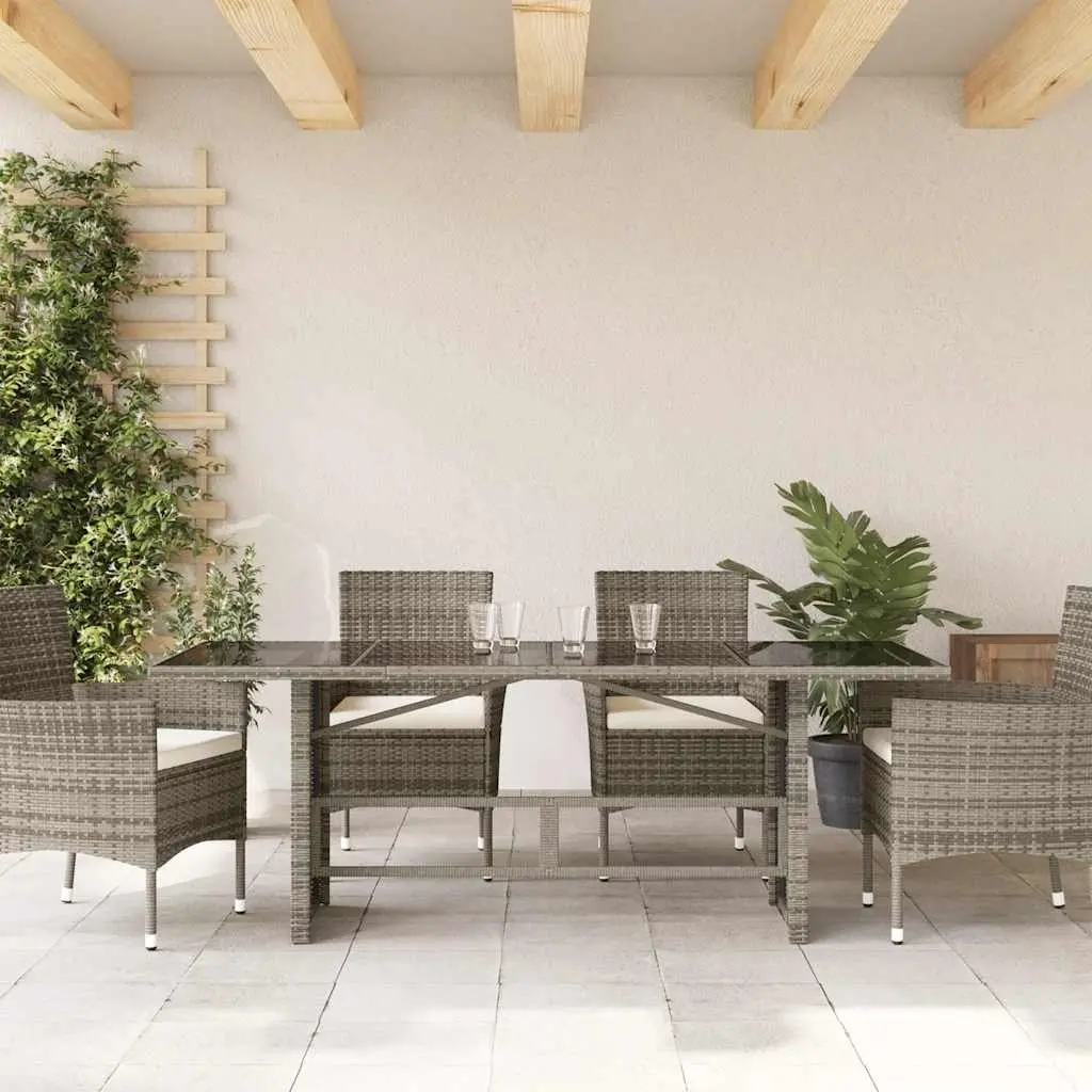 Garden Table Outdoor Patio Furniture Grey Poly Rattan 190x80x75cm