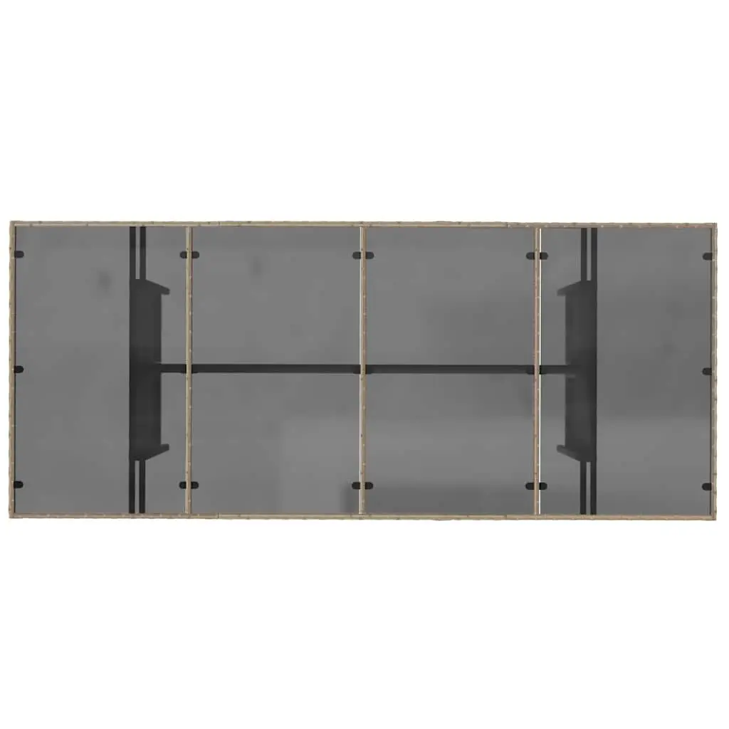 Garden Table Outdoor Use 190x80x75cm Glass Top Beige Poly Rattan