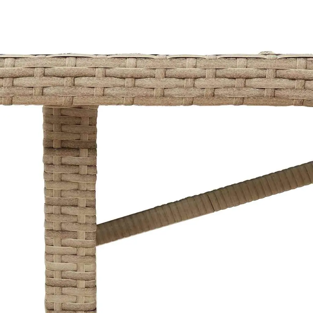 Garden Table Outdoor Use 190x80x75cm Glass Top Beige Poly Rattan