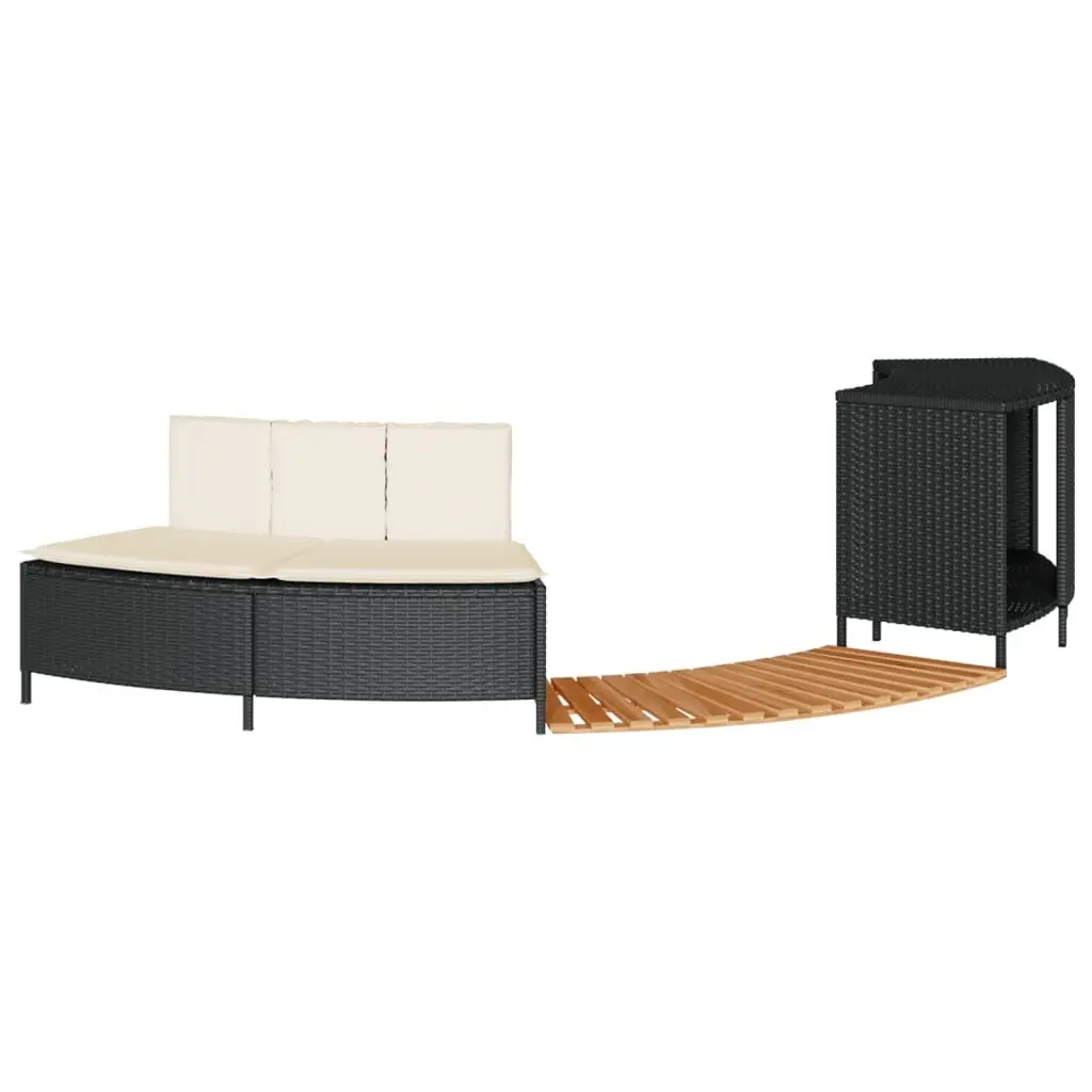 Hot Tub Surround Spa Cabinet Poly Rattan Storage Rack Wooden Step Garden Bench
