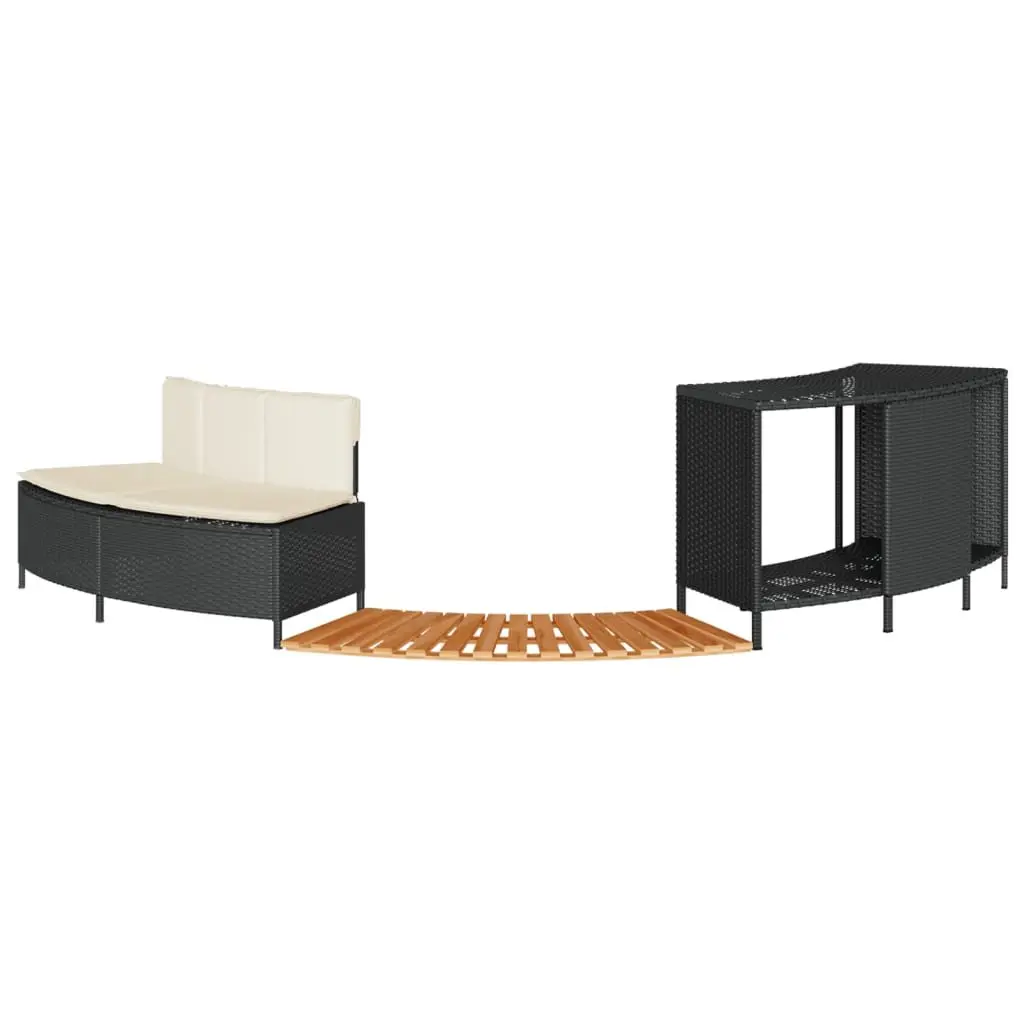 Hot Tub Surround Spa Cabinet Poly Rattan Storage Rack Wooden Step Garden Bench