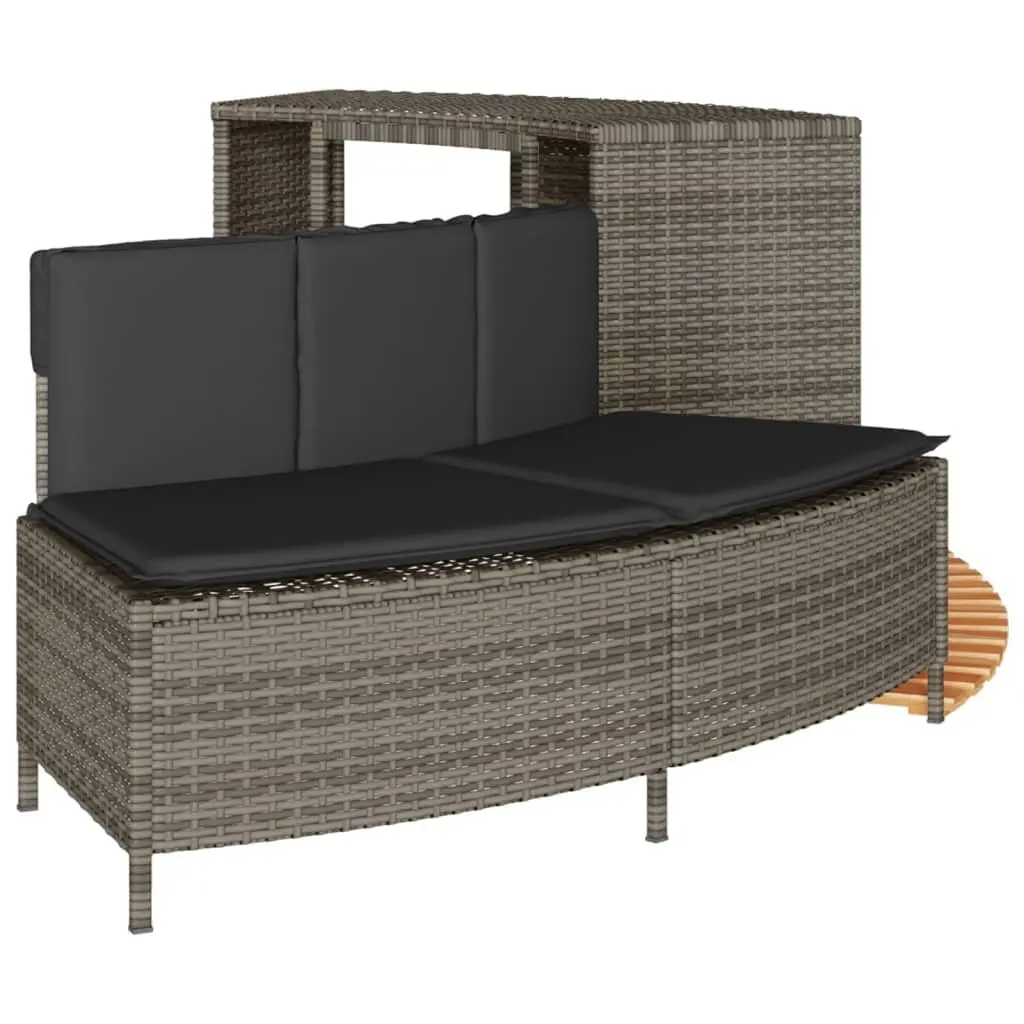 Hot Tub Surround for Spa Area Grey Poly Rattan Storage Rack Step Garden Bench Outdoor