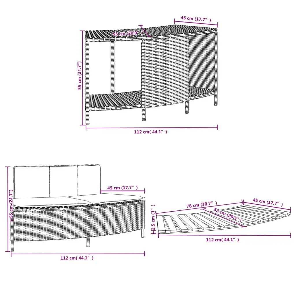 Hot Tub Surround for Spa Area Grey Poly Rattan Storage Rack Step Garden Bench Outdoor