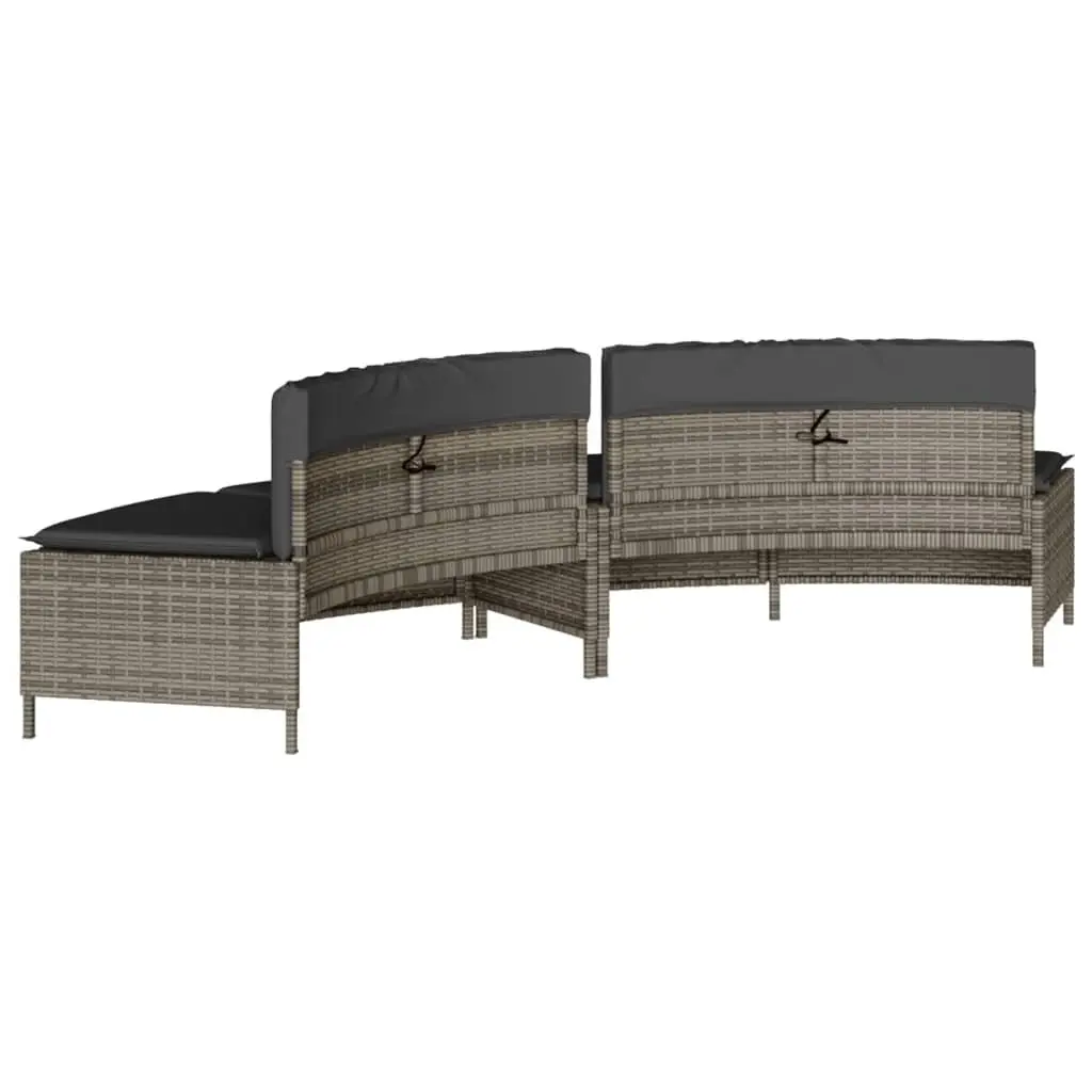 Hot Tub Benches Outdoor Garden Furniture 2 pcs Grey Poly Rattan with Cushions