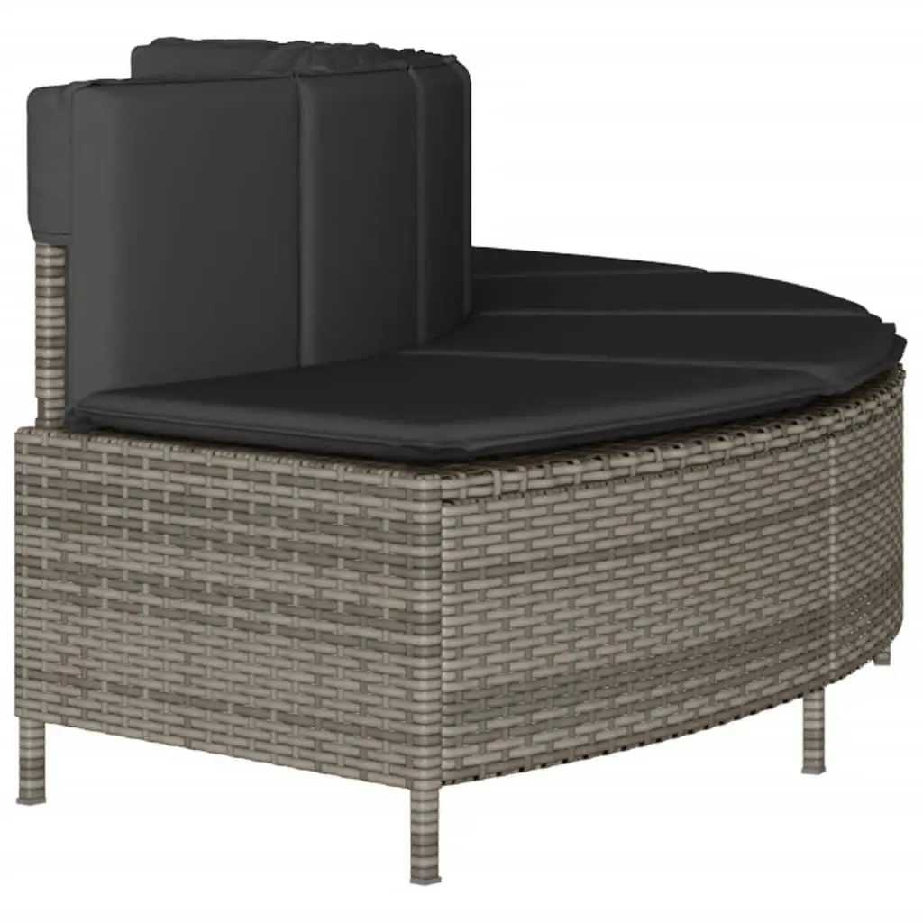 Hot Tub Benches Outdoor Garden Furniture 2 pcs Grey Poly Rattan with Cushions