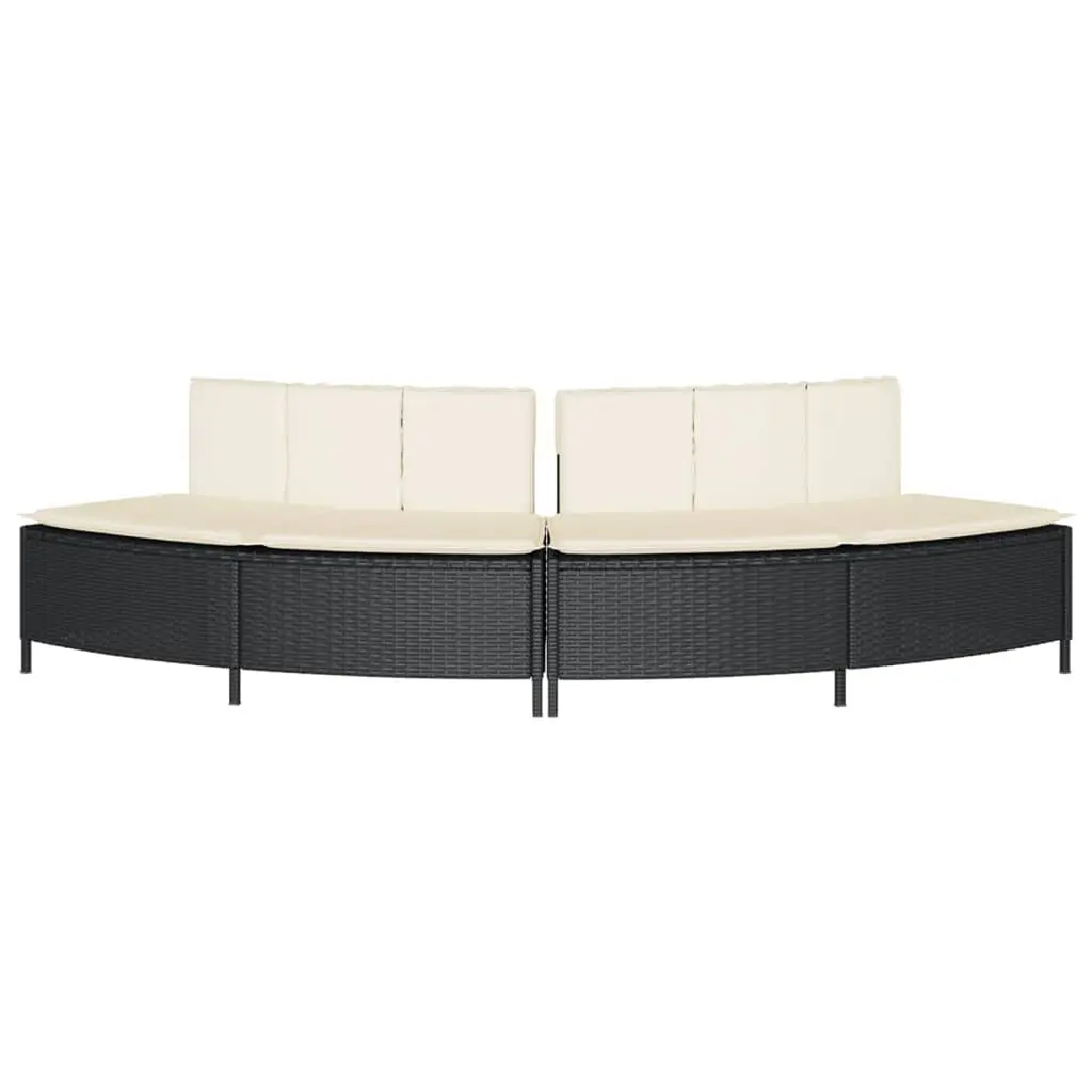 Hot Tub Benches Outdoor Seating 2 pcs Black Rattan