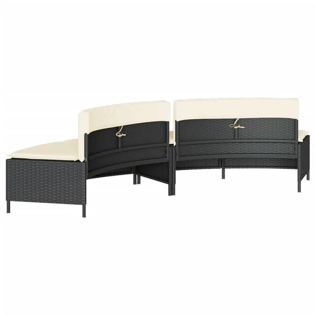 Hot Tub Benches Outdoor Seating 2 pcs Black Rattan
