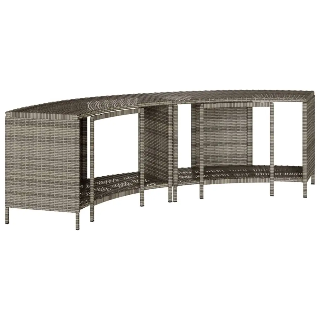 Hot Tub Storage Shelves Outdoor PE Rattan Garden Furniture 2 pcs Grey