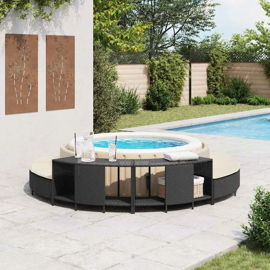 Hot Tub Storage Shelves Outdoor Garden Furniture 2 Pieces Black