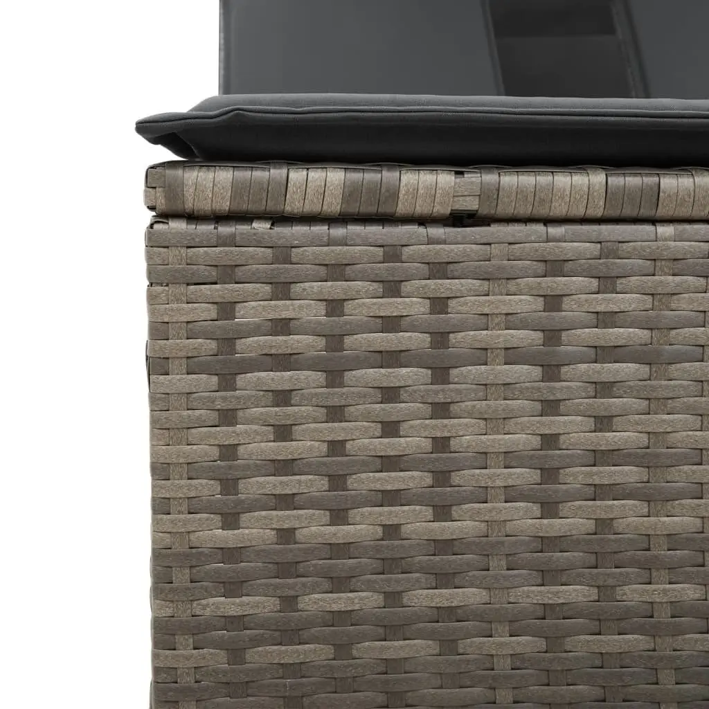 Double Sun Lounger Outdoor Use Grey Adjustable Size
