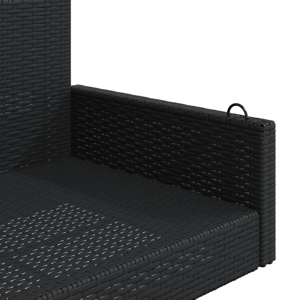 Outdoor Swing Bench Black Hanging Garden Seat Poly Rattan Relaxation Furniture