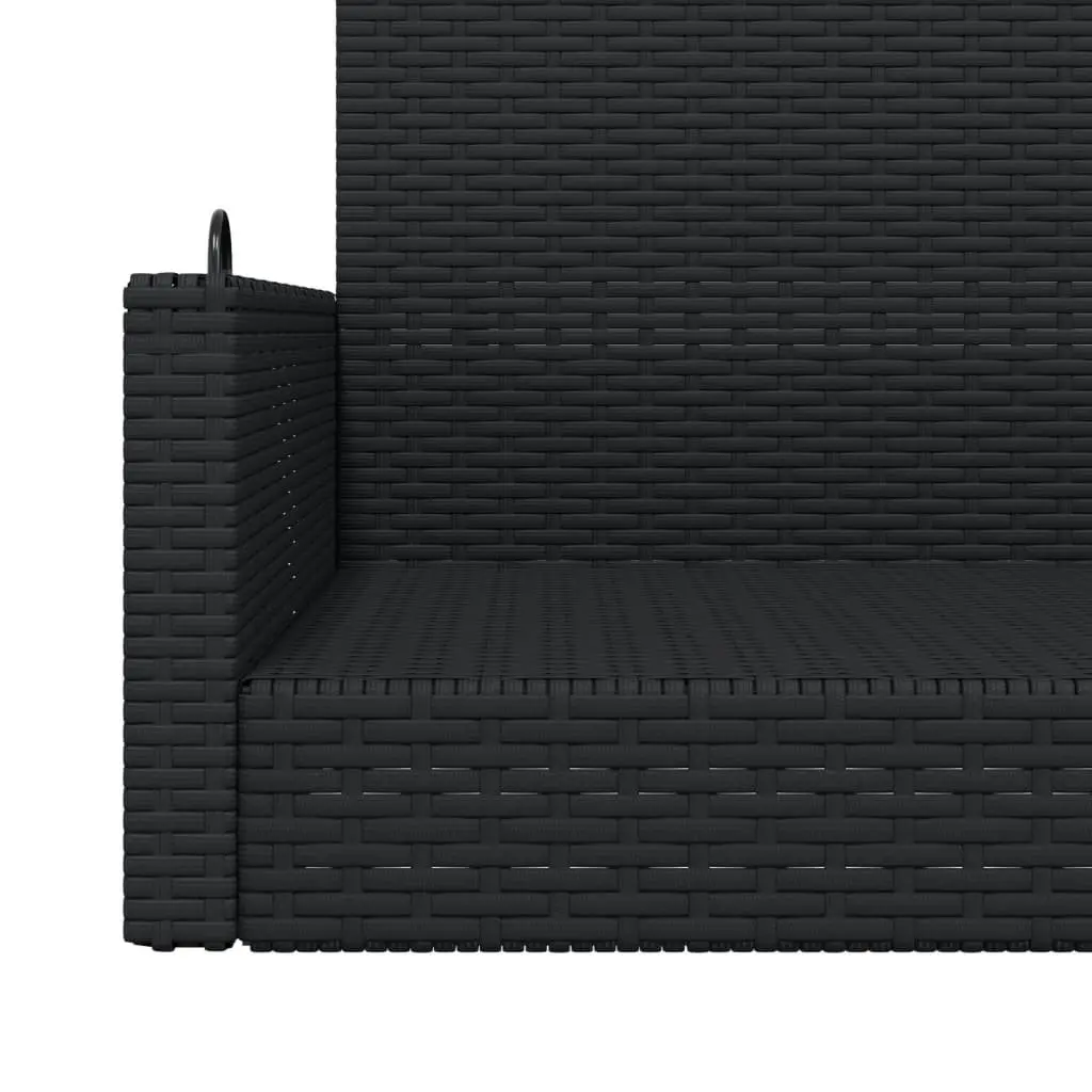 Outdoor Swing Bench Black Hanging Garden Seat Poly Rattan Relaxation Furniture