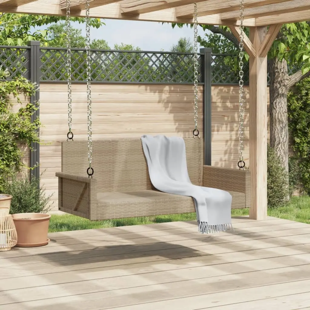 Outdoor Swing Bench Beige Poly Rattan Garden Patio Furniture 119 x 56 x 48 cm