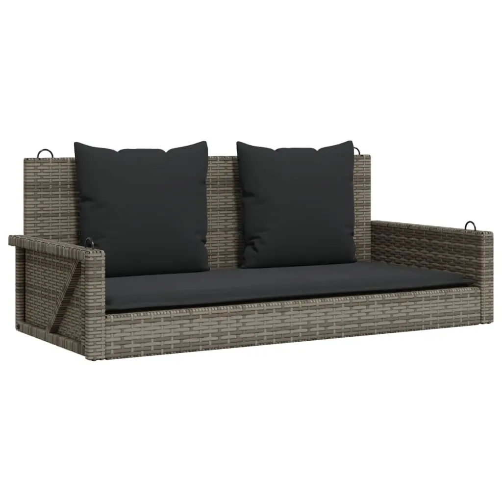 Outdoor Swing Bench Grey Poly Rattan for Garden 119 x 56 x 48 cm