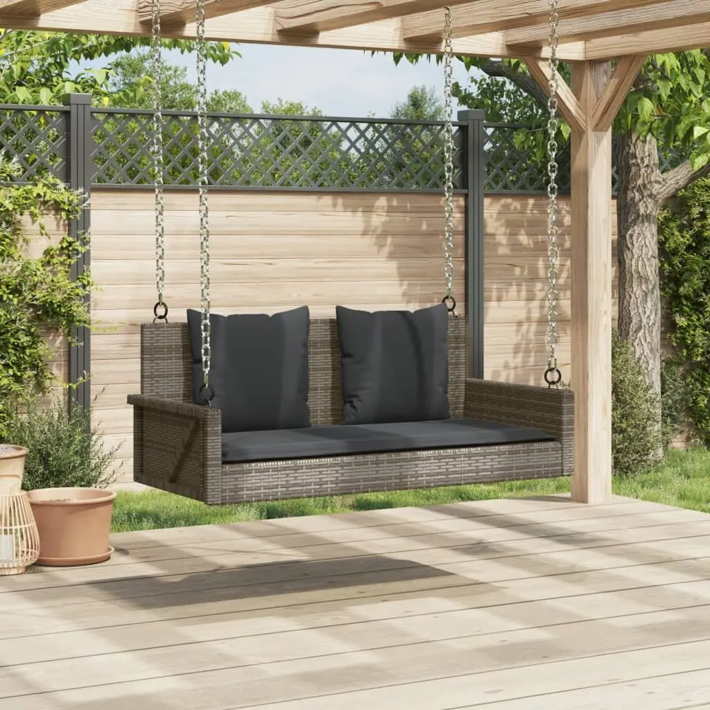 Outdoor Swing Bench Grey Poly Rattan for Garden 119 x 56 x 48 cm