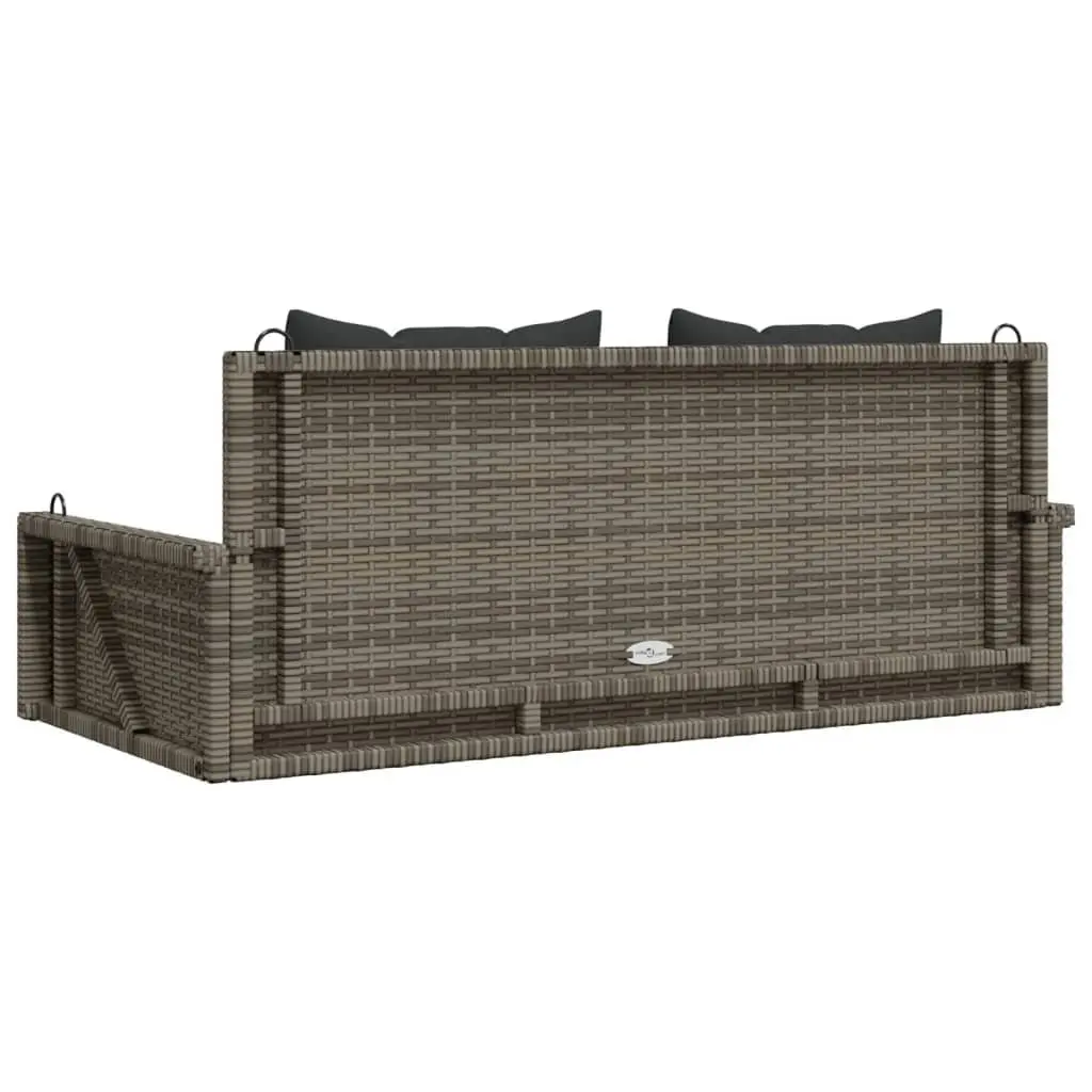 Outdoor Swing Bench Grey Poly Rattan for Garden 119 x 56 x 48 cm