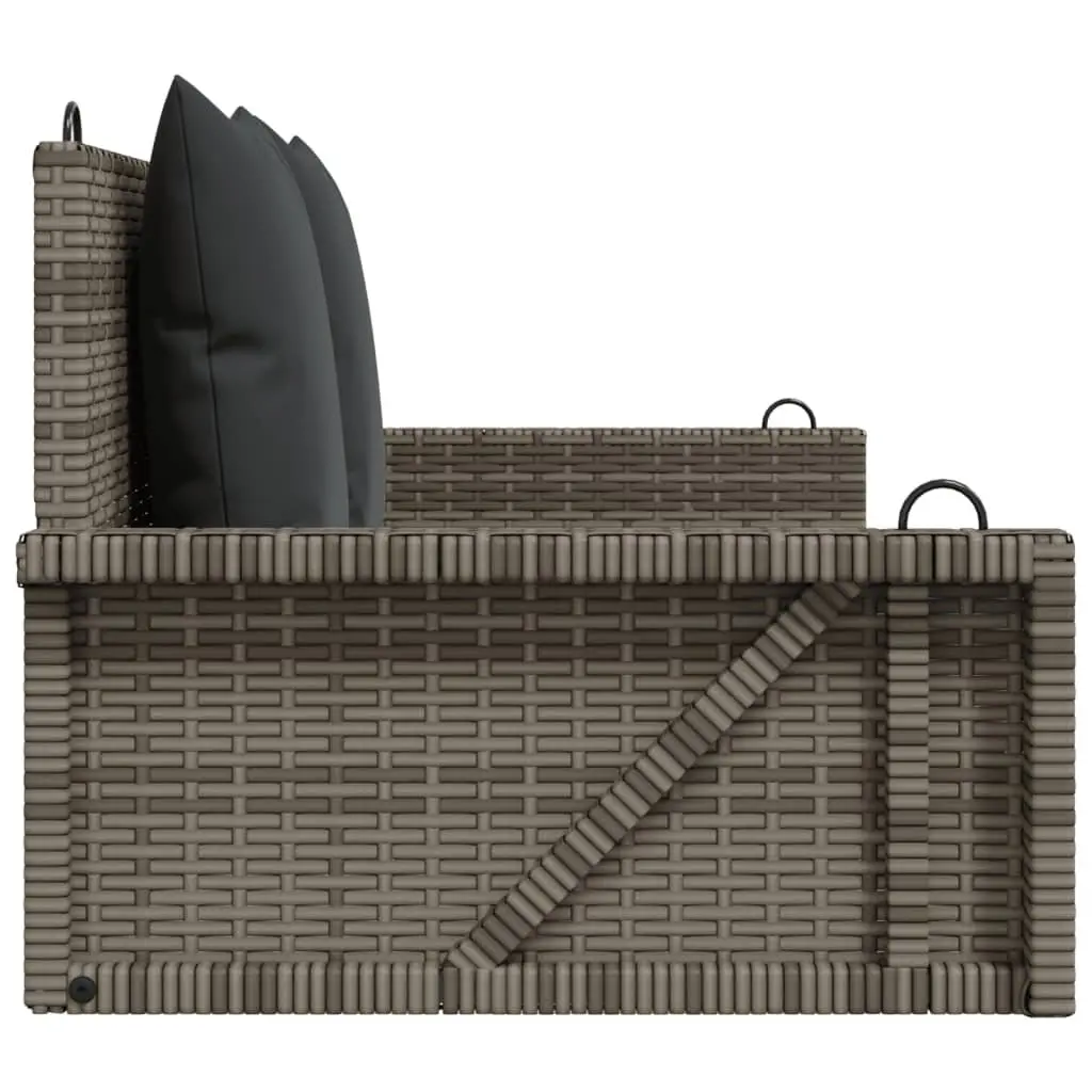 Outdoor Swing Bench Grey Poly Rattan for Garden 119 x 56 x 48 cm