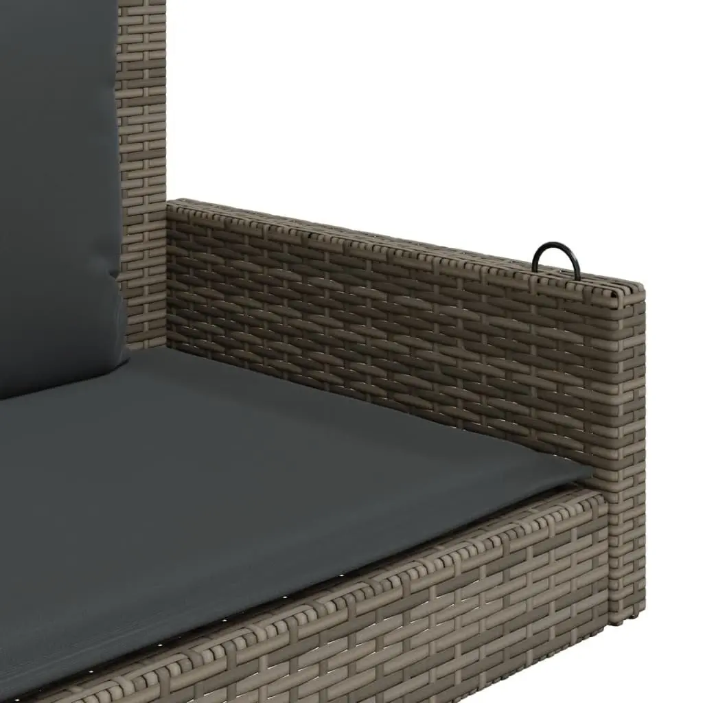 Outdoor Swing Bench Grey Poly Rattan for Garden 119 x 56 x 48 cm