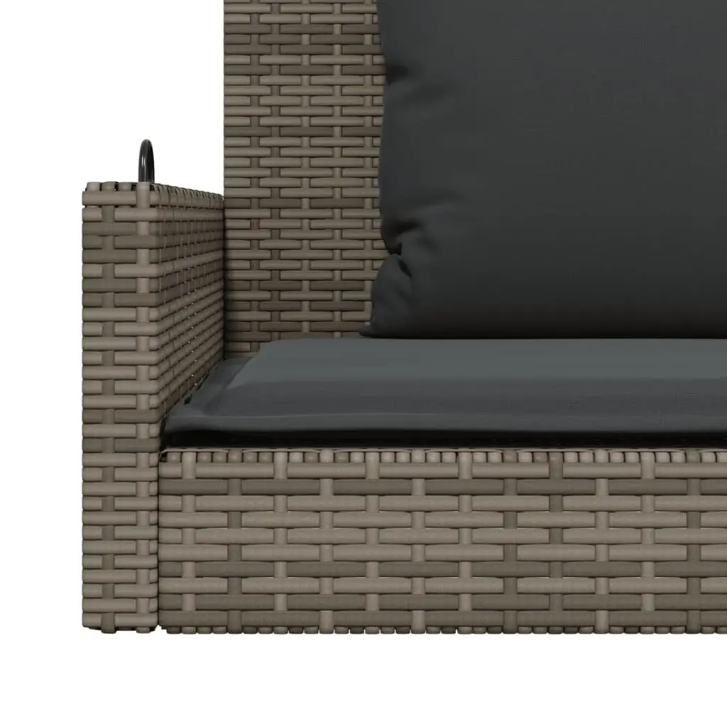 Outdoor Swing Bench Grey Poly Rattan for Garden 119 x 56 x 48 cm