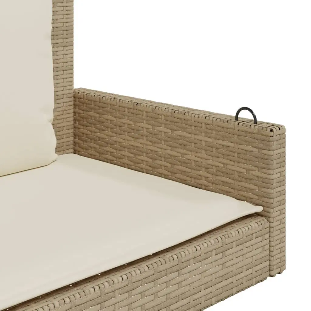 Swing Bench Outdoor Garden Seating Poly Rattan Beige with Cushions Hanging Chair